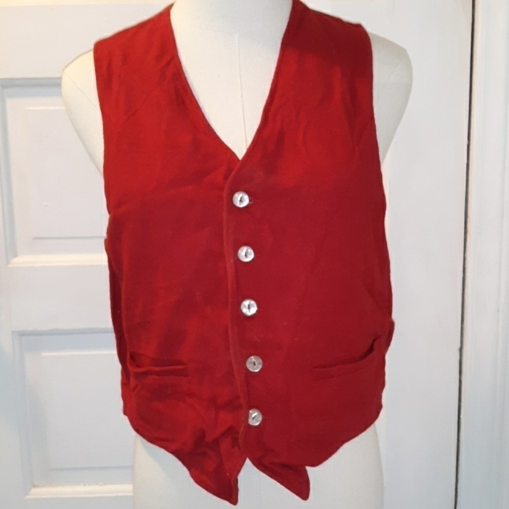 Vintage red felt velour vest